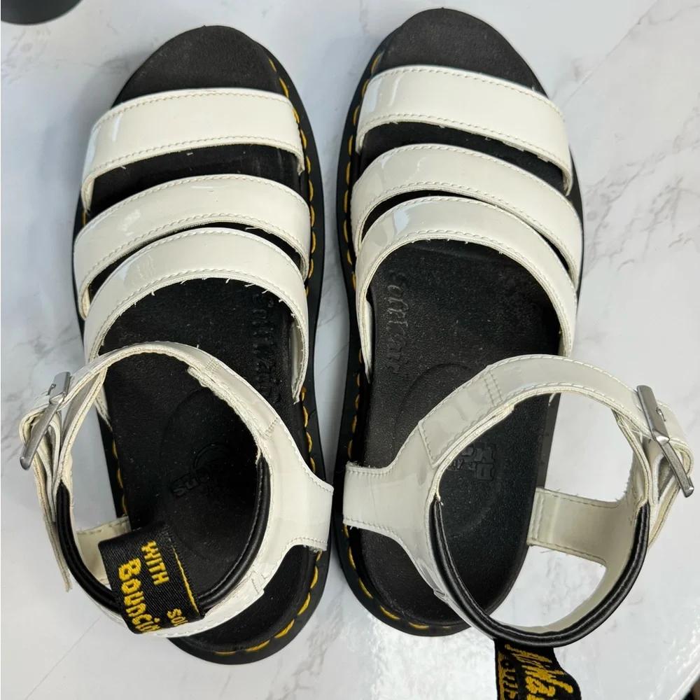 Dr. Martens Blaire White Patent Leather Gladiator Sandals Size‎ 7 US Chunky